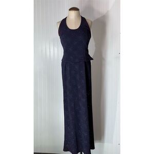 Vintage Scott McClintock‎ Millennium 2000 Navy Blue Sparkle Halter Gown Sz 8 USA